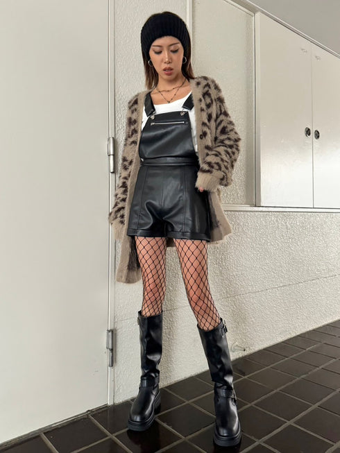 レオパード柄シャギーニットカーディガン